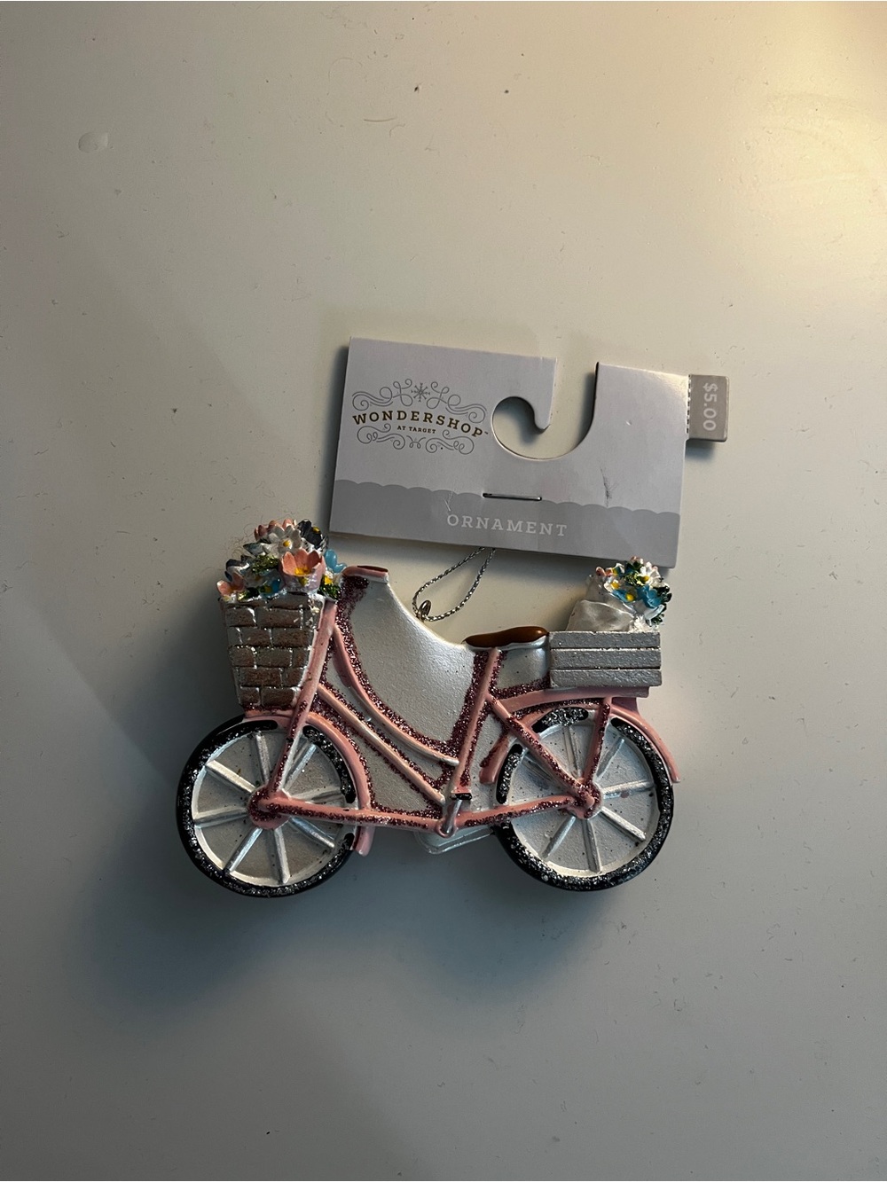 Pink bicycle ornament